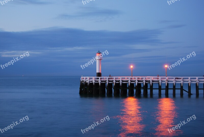 Sea Lighthouse Water Nieuwpoort Pier