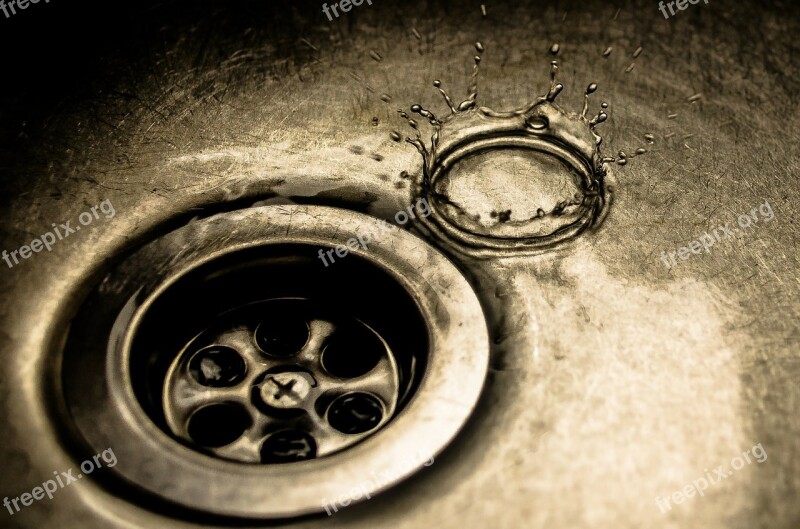 Water Drops Water Drops Sink Dark