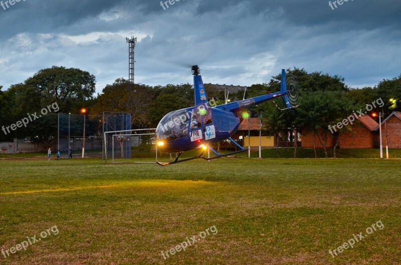 Helicopter Flying Aviation Start Landing