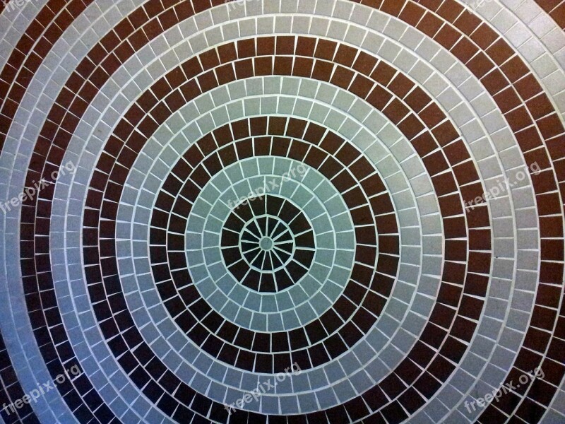 Concentric Circle Shape Mosaic Wall White Black Pattern Texture