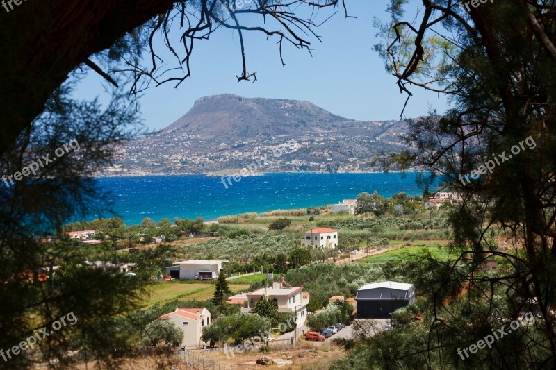 Landscape Crete Greece Sea Mountain