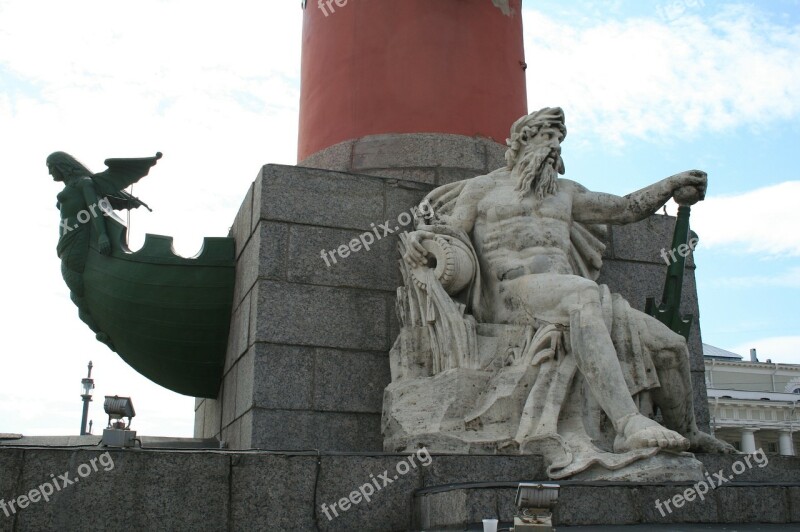 Rostral Column Red Base Grey Statue