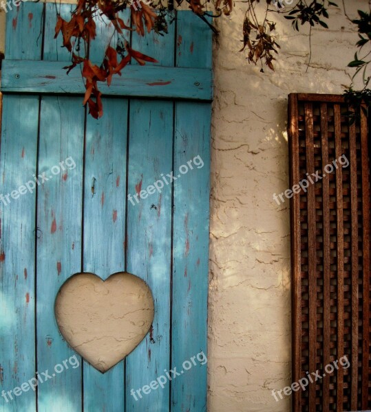 Cutout Shape Heart Shutter Turquoise Leaves