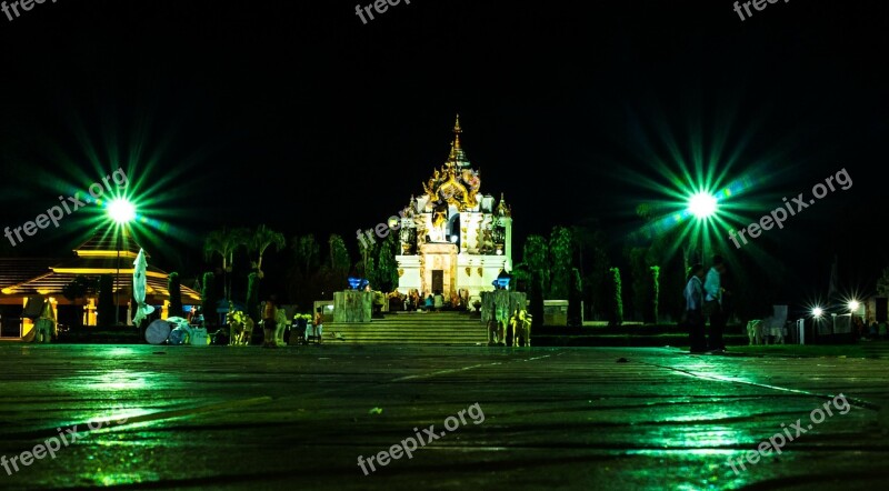 Thailand Temple Chapel Night Photograph Abendstimmung