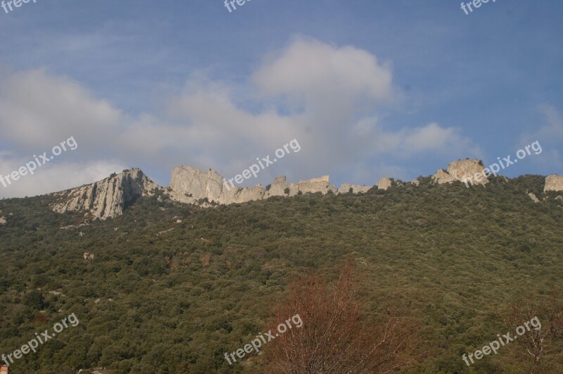 Château De Peyrepertuse Rock Castle Mountains France