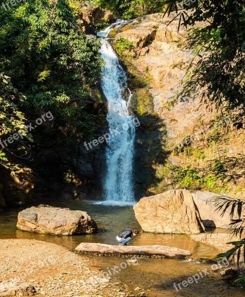 Waterfall River Landscape Mountains North Thailand Free Photos