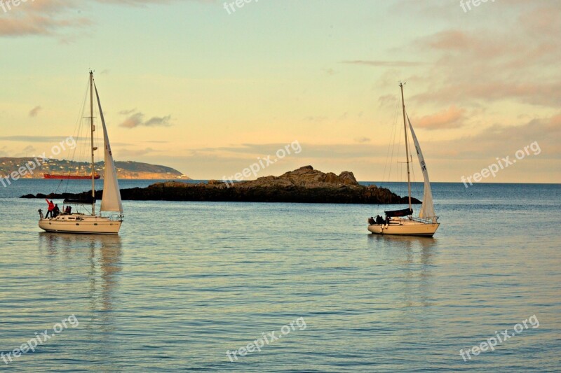 Boats Yachts Evening Sailing Relaxation