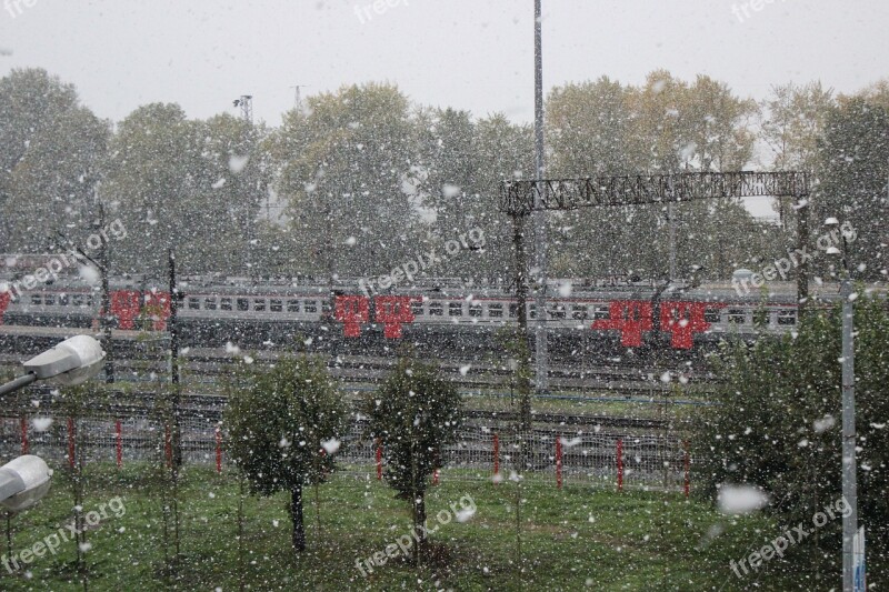 The First Snow Railway Autumn Free Photos