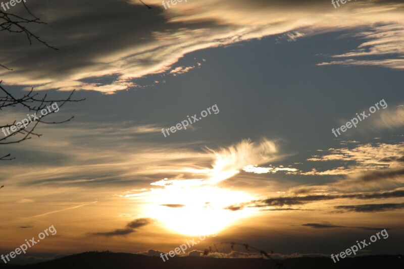 Sunset Sky Landscape View Clouds