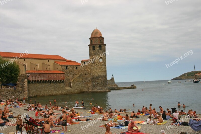 Collioure Beach Bell Tower Free Photos