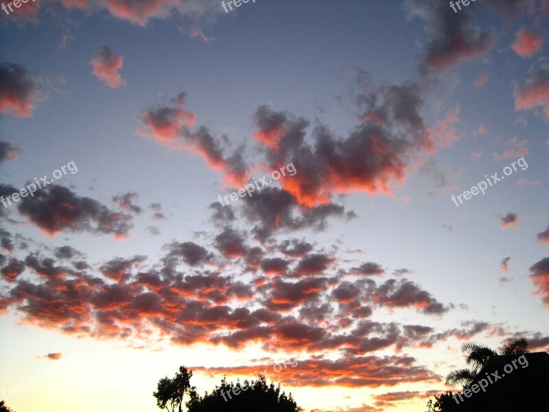 Sky Clouds Scattered Dark Orange Gold