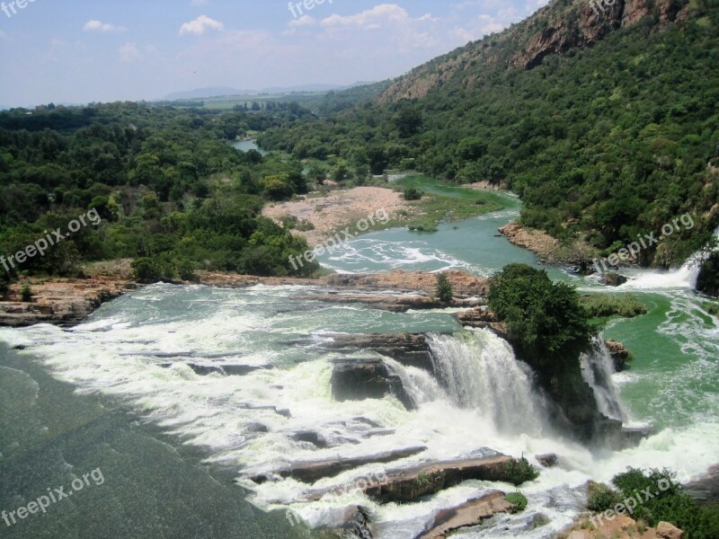 River Water Turquoise White Cascading