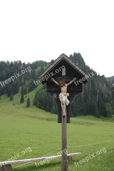 Mountains Austria Cross Wayside For God's Sake