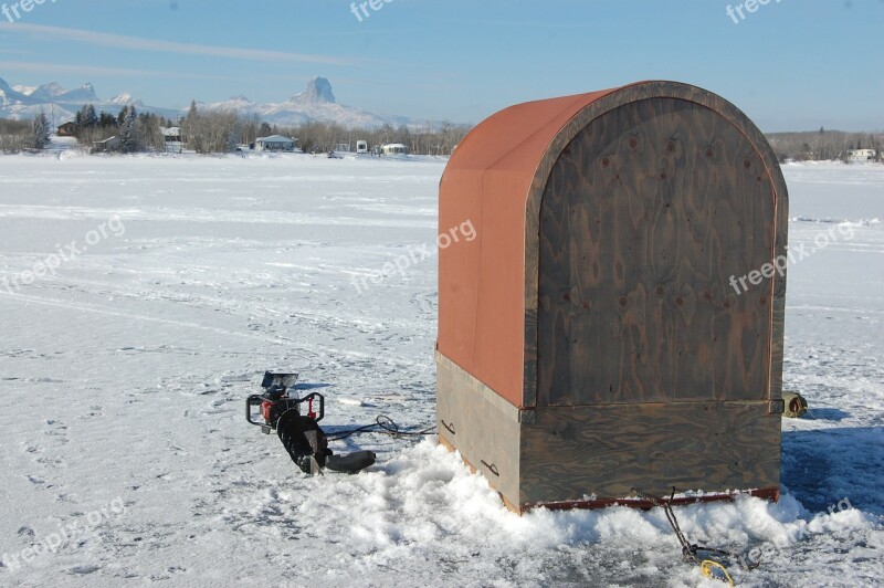 Outside Winter Ice Fishing Frozen Ice