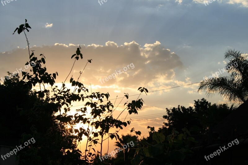 Sunset Soft Oyster-orange Bright Light Clouds