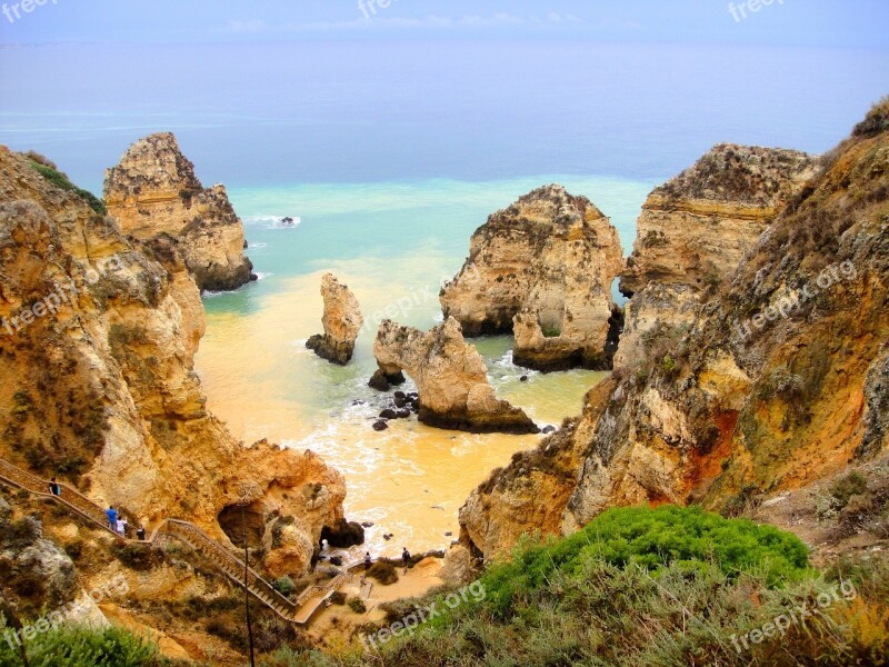 Sea Coast Algarve Bay Atlantic