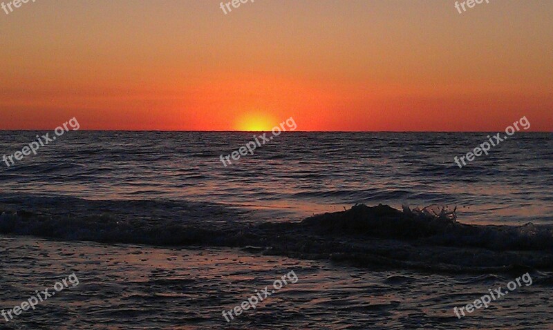 Sea Water Wave Sun Sunset