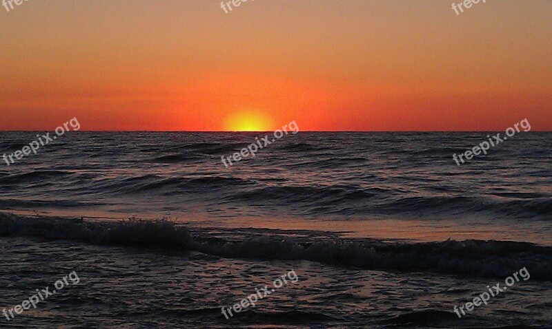 Sea Water Wave Sun Sunset