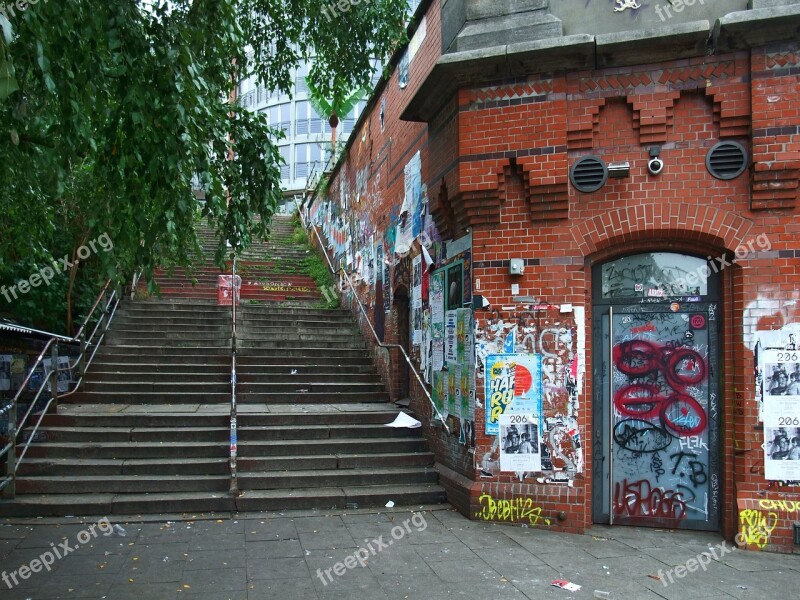 Hamburg Germany Harbour City Stairs Scene