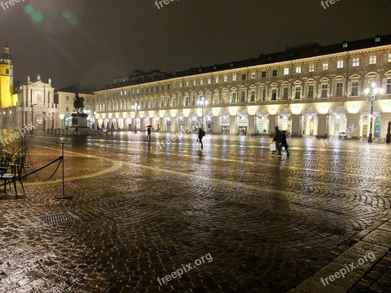 Turin Italy Piedmont Night Lighting