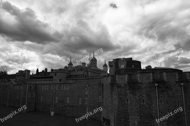 London Tower Castle Sky Grey Dramatic