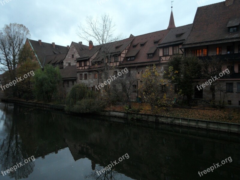 Evening Twilight Pegnitz Houses Row Of Houses