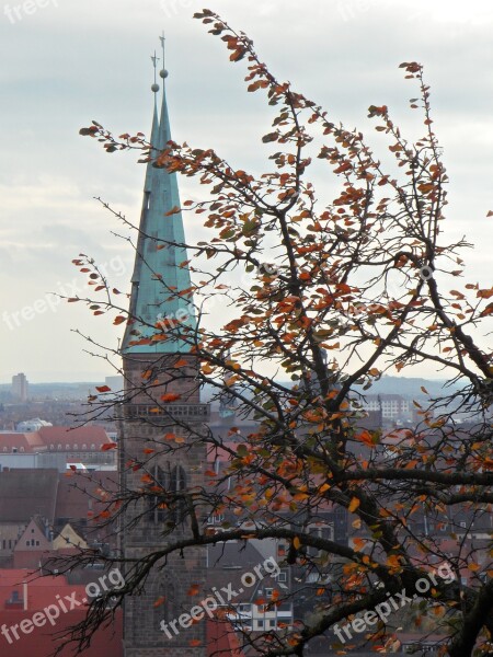 Autumn Church Steeple View Outlook