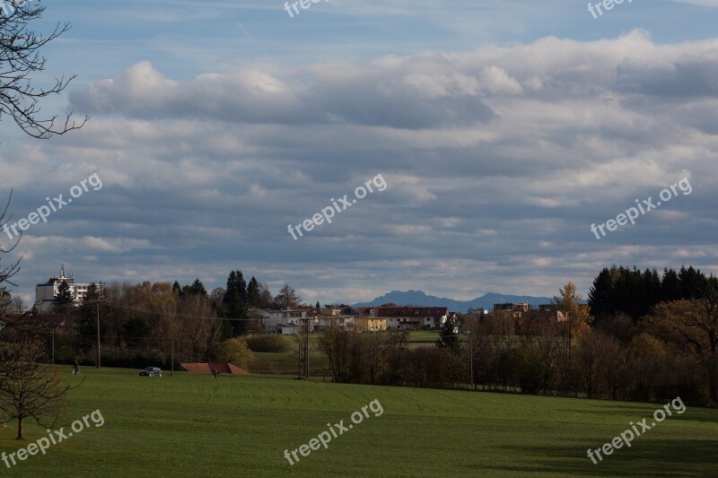 Park Settlement Forest Field Distant View