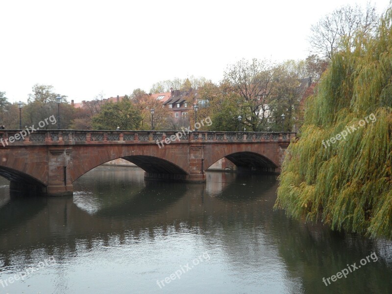 Nuremberg Historic Center Pegnitz Bridge Autumn