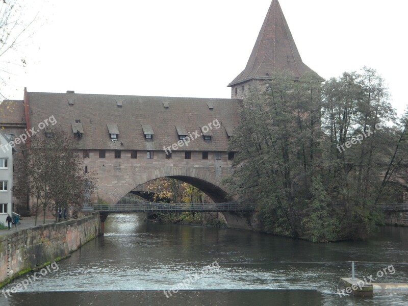 Nuremberg Historic Center Pegnitz Bridge Autumn