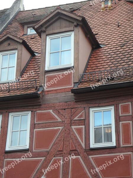 Historic Center Nuremberg Facade Truss Fachwerkhaus