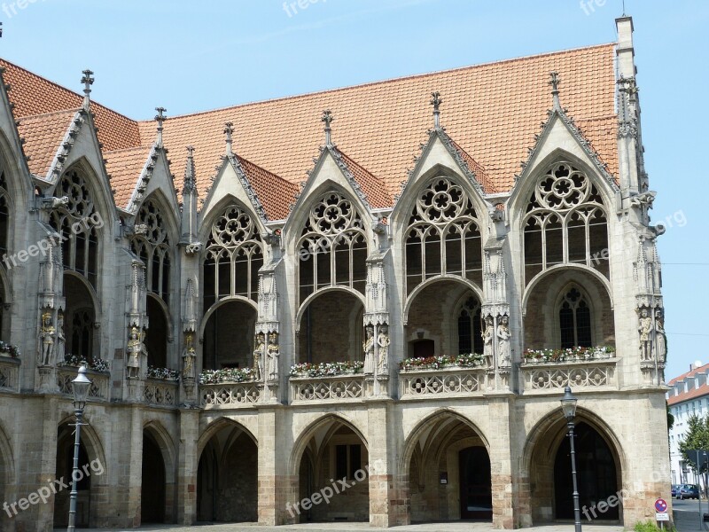 Gothic Town Hall Facade Monument Gable