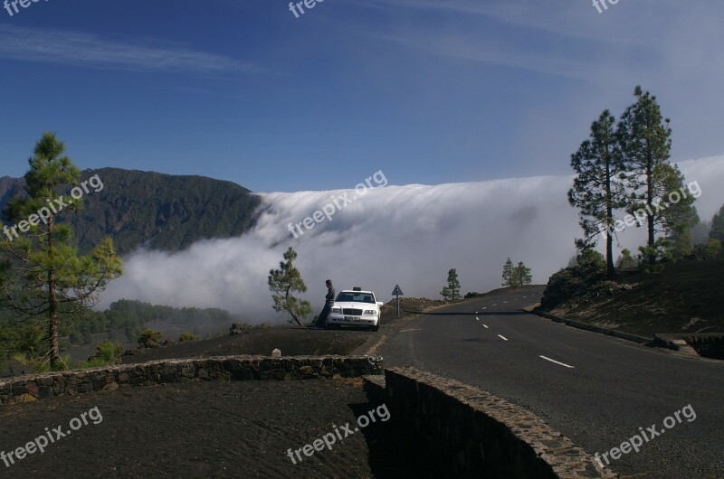 La Palma Clouds View Canary Islands Road