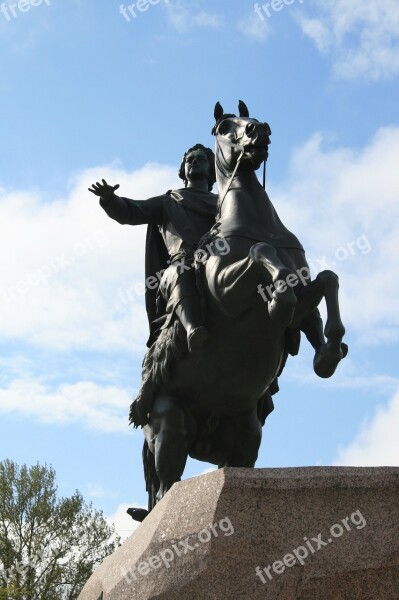 Statue Bronze Equestrian Horse Rearing