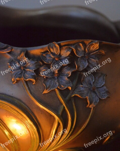 Vase Light And Shade Candlelit Ornamental Flowers Art Nouveau