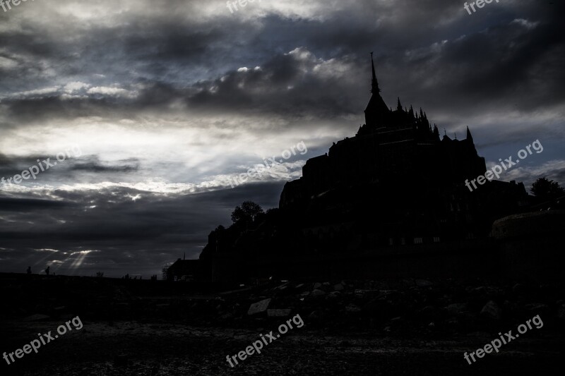 Mont St-michel France Normandy Abbaye Sunset