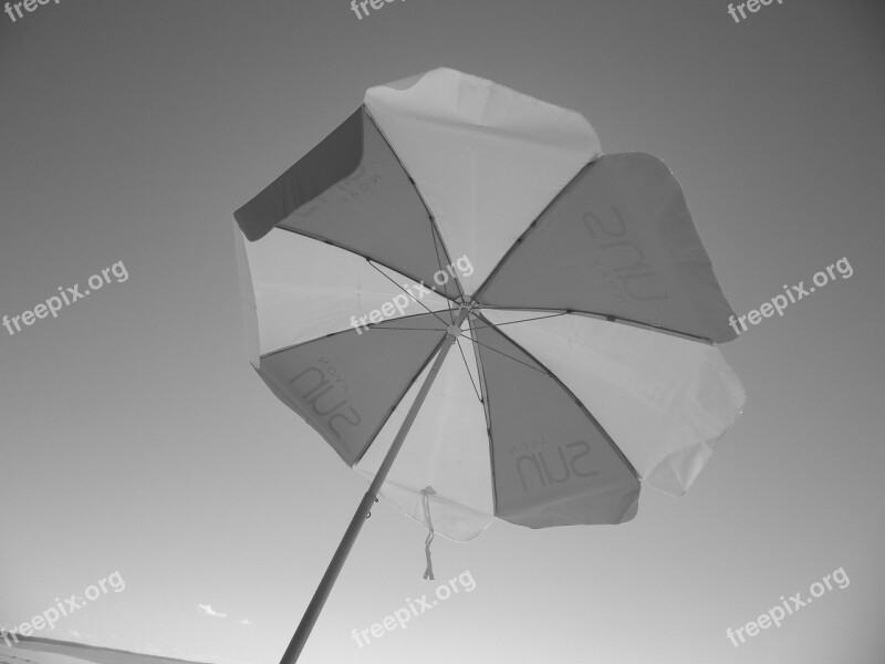 Beach Retro Umbrella Sky Free Photos