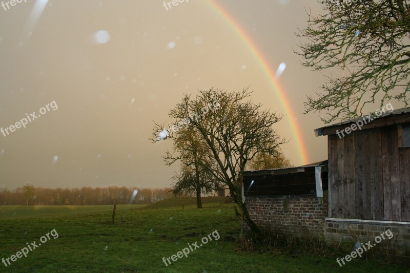 Rainbow Rain Nature Belgium Free Photos