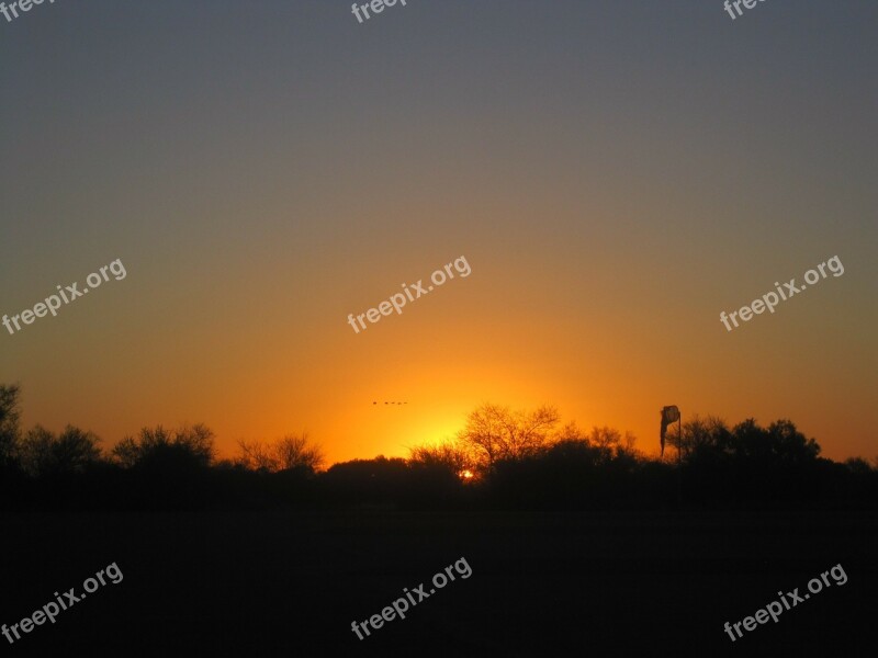 Sunset Sun Horizon Orange Glow