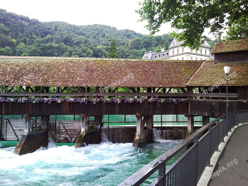 Bridge Covered Bridge Footbridge Aarebrücke River