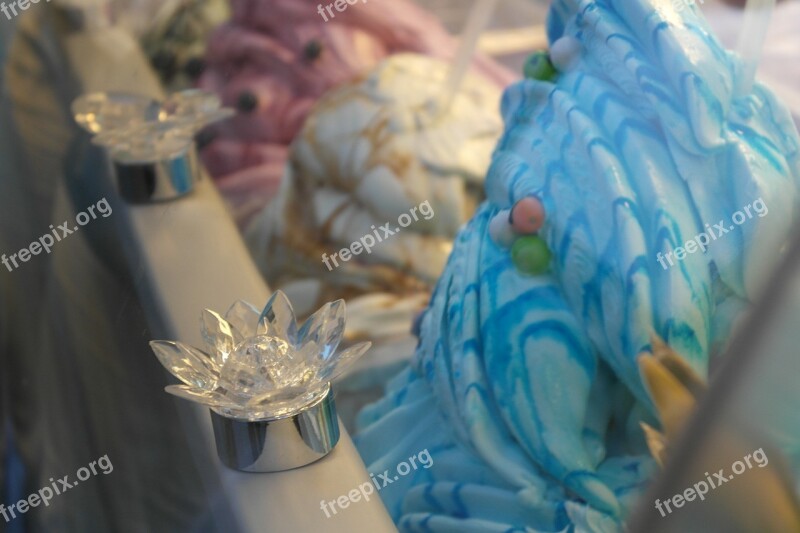 Ice Cream Ornament Blue Flower Glass