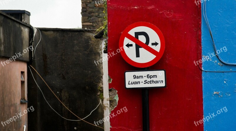 Ireland Parking Sign Red Blue Free Photos