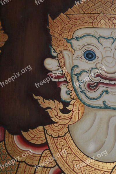 Demon Face Ornamental Painting Freeze