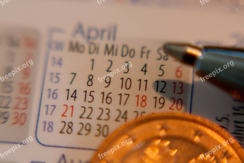 Calendar Date Time Pen Office