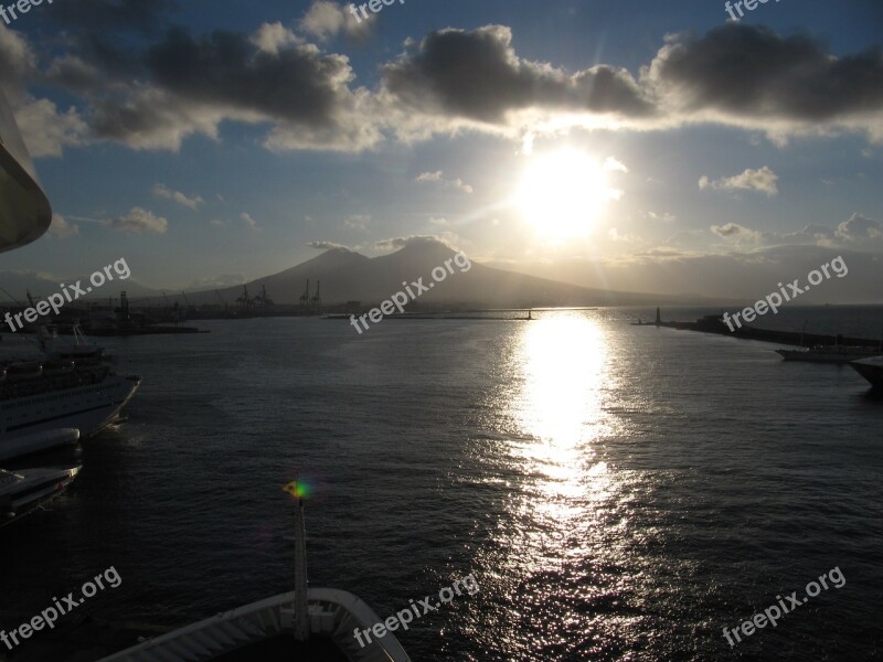 Vesuvius Water Sun View Of The Ship Free Photos