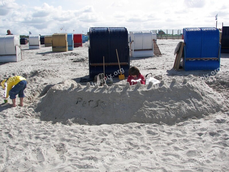 Beach Children Play Sandburg Sand