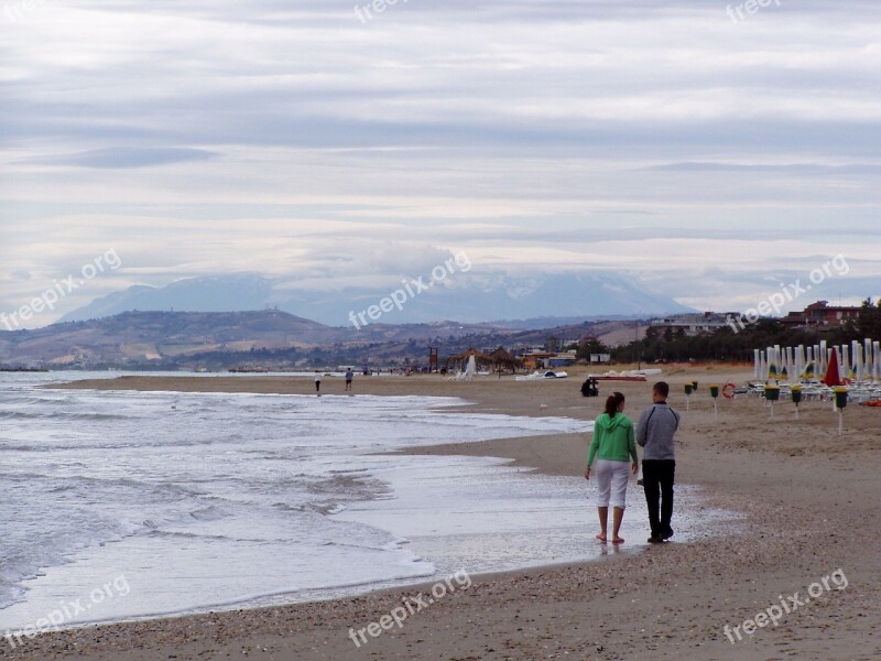 Sea Water Beach Landscape Woman