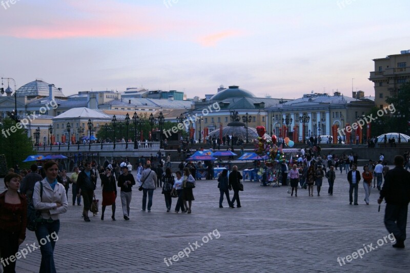 Off Red Square Pedestrian Street Scene Out And About Strollers Paving