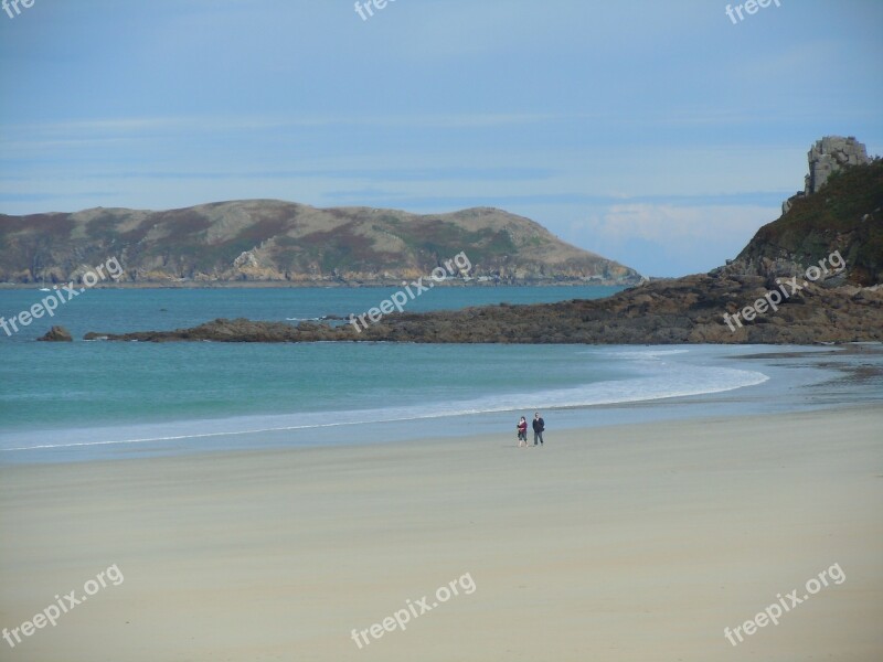 Beach Brittany English Channel Sea Rest