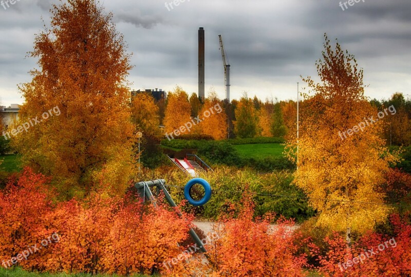 Finland Park Sky Clouds Fall